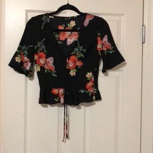 Floral cinchable blouse